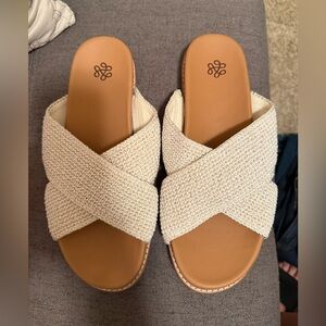 The Sak Cream Cross-Strap Sandals